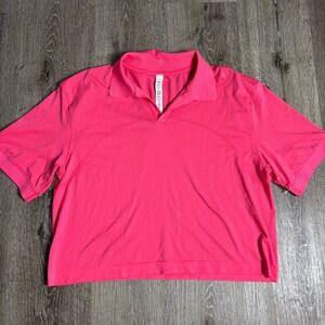 Lululemon Swiftly Tech Relaxed-Fit Polo Shirt Size 10 Cropped Lip Gloss Hot Pink